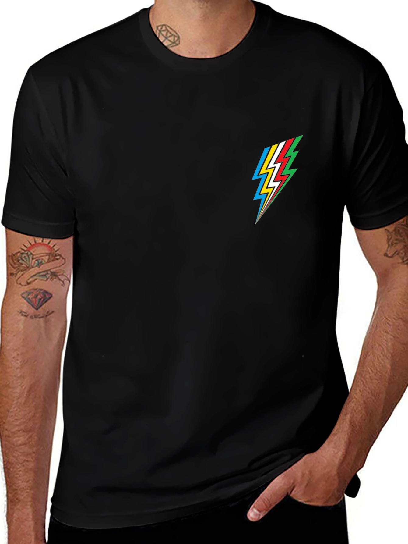 Cool Black Tee with Lightning Bolt Design