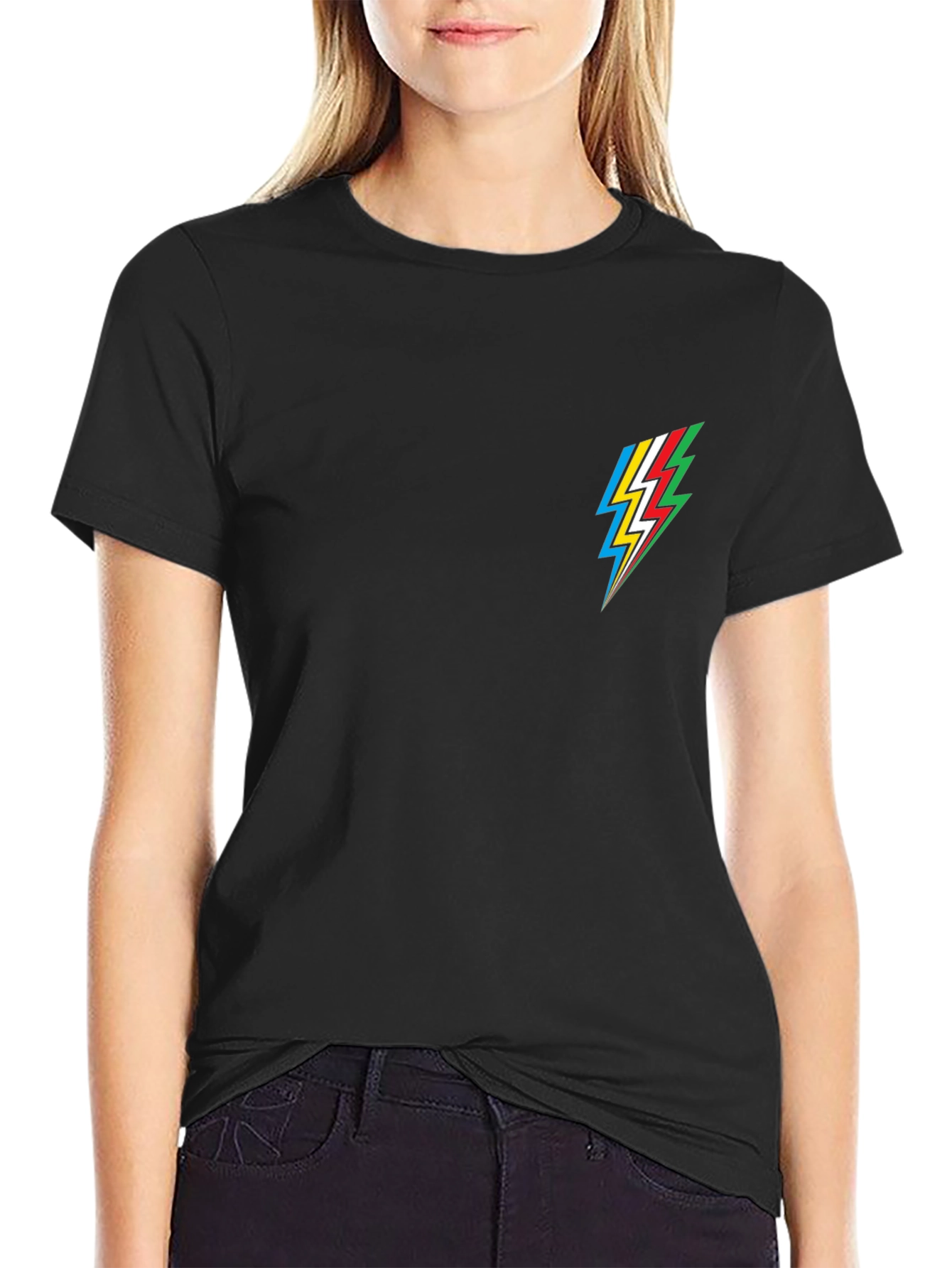 Cool Black Tee with Lightning Bolt Design