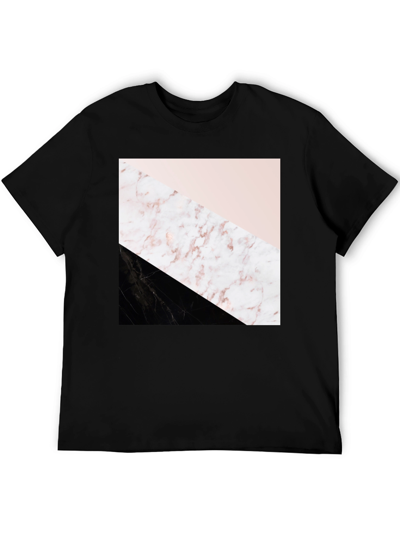 Modern Geometric Marble Print Black T-Shirt