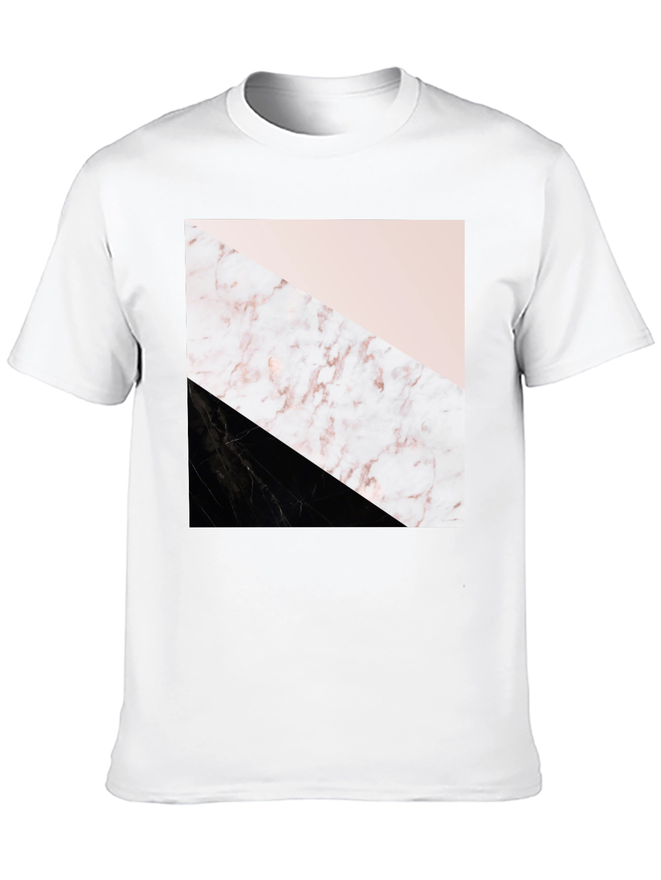 Modern Geometric Marble Print Black T-Shirt