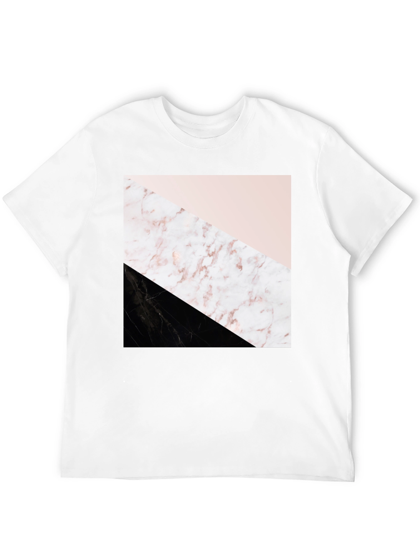 Modern Geometric Marble Print Black T-Shirt