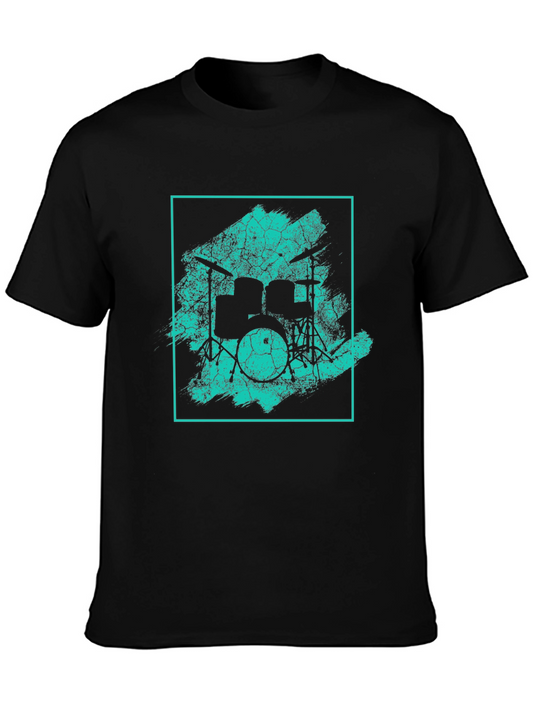 Drum Set Graphic T-Shirt - Black