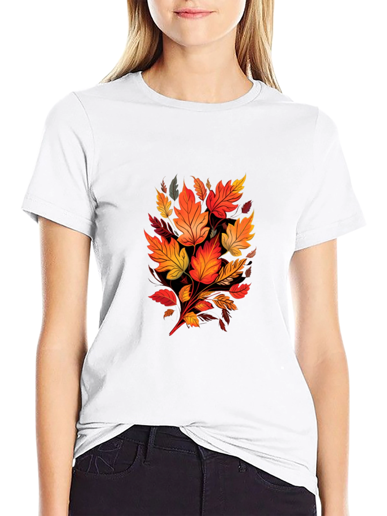 Autumn Leaves Graphic Black T-Shirt