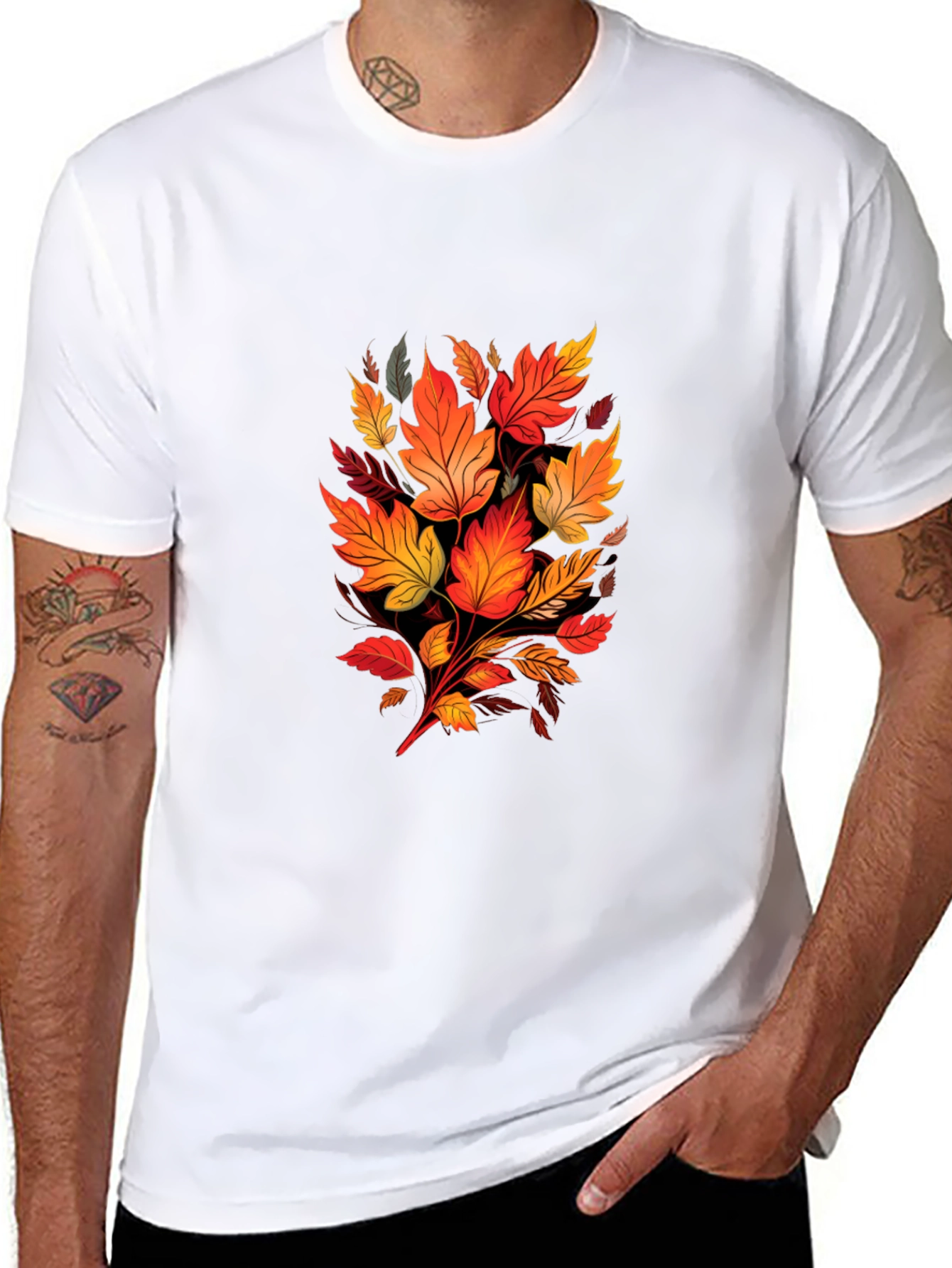 Autumn Leaves Graphic Black T-Shirt