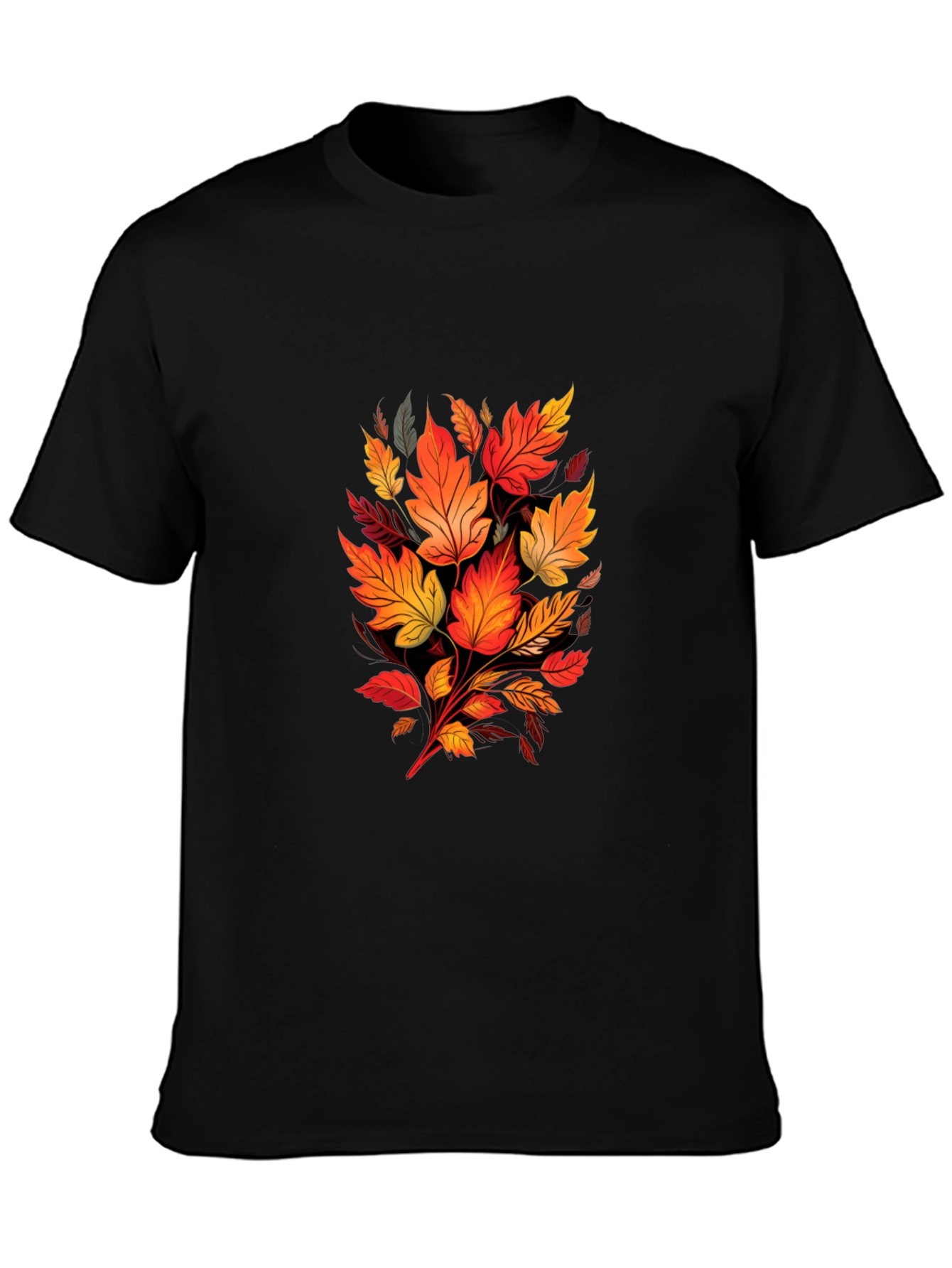 Autumn Leaves Graphic Black T-Shirt