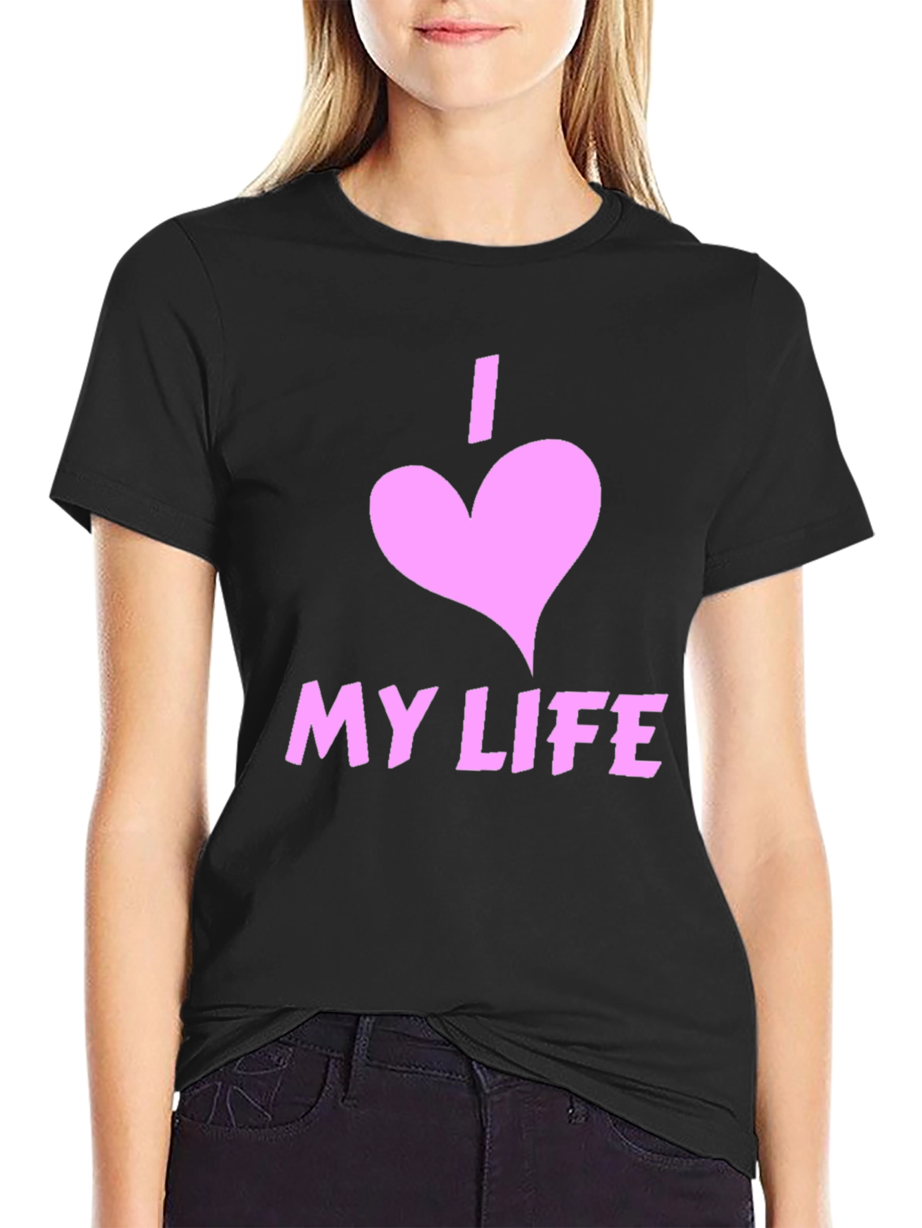 I Love My Life Black Graphic Tee Shirt