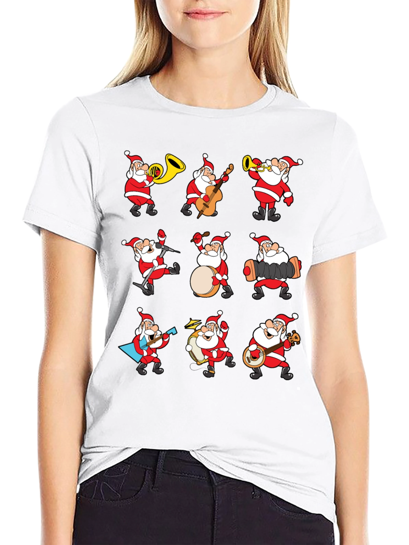 Festive Santa Musician Graphic Tee