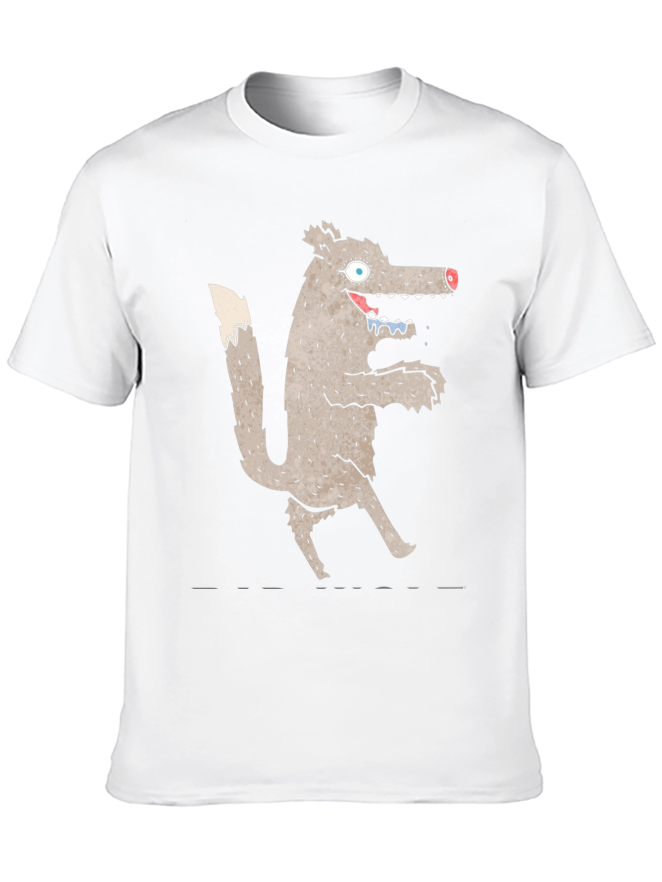 Cartoon Wolf Graphic Black T-Shirt