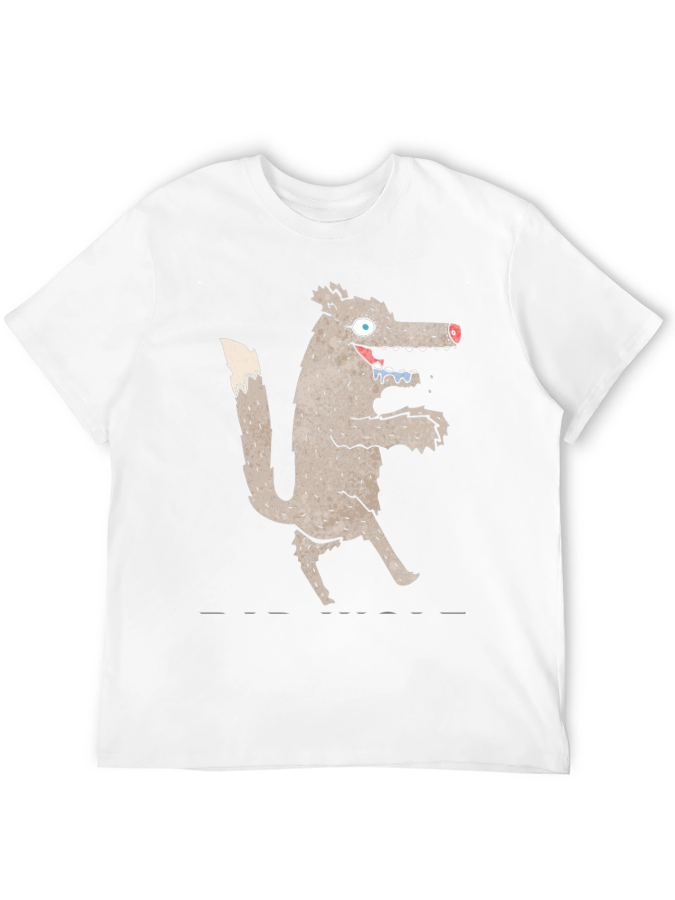 Cartoon Wolf Graphic Black T-Shirt