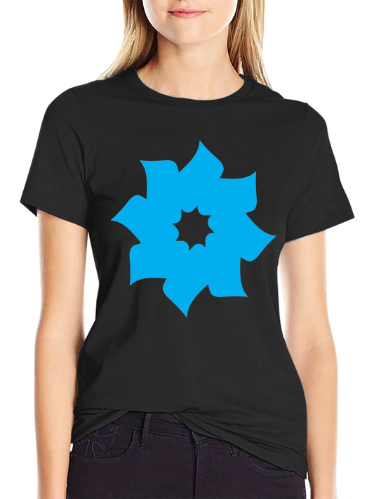 Geometric Flower Graphic Tee - Modern Casual Shirt