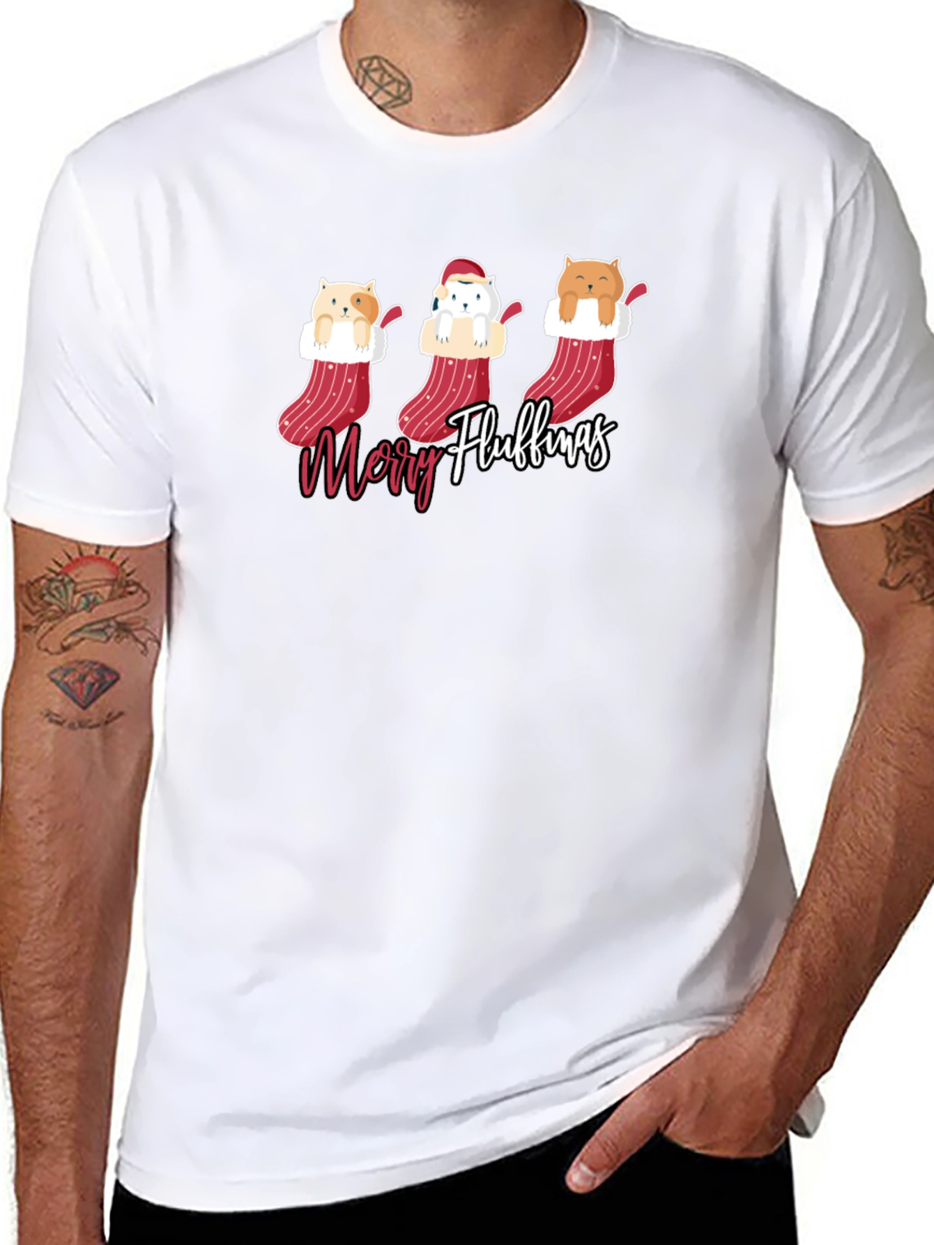 Merry Fluffmas Cat Christmas T-Shirt