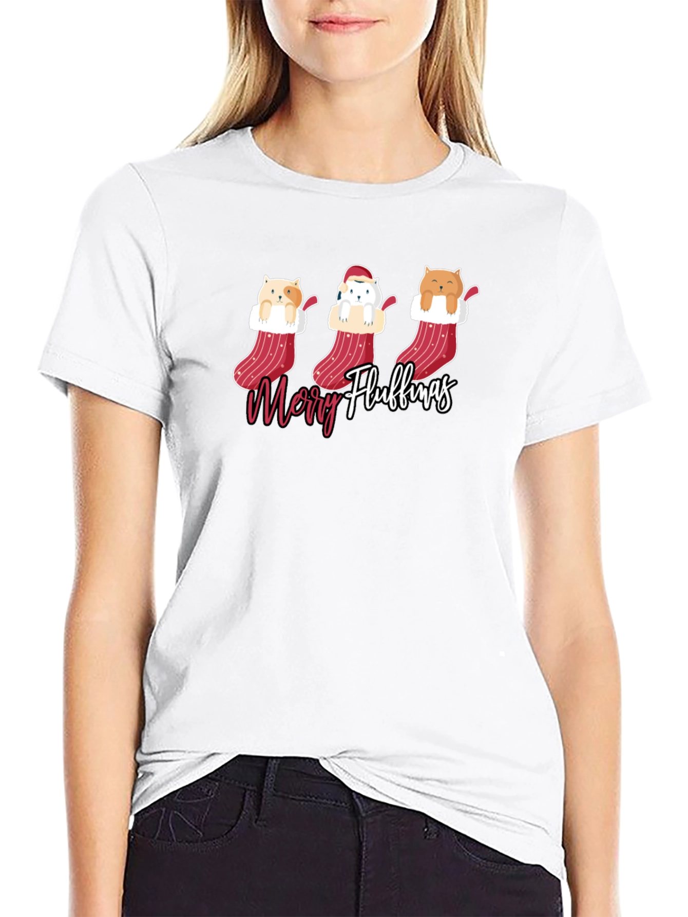 Merry Fluffmas Cat Christmas T-Shirt