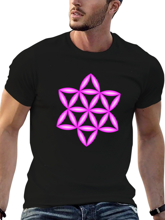 Geometric Star Tee - Black Cotton Blend Casual Wear