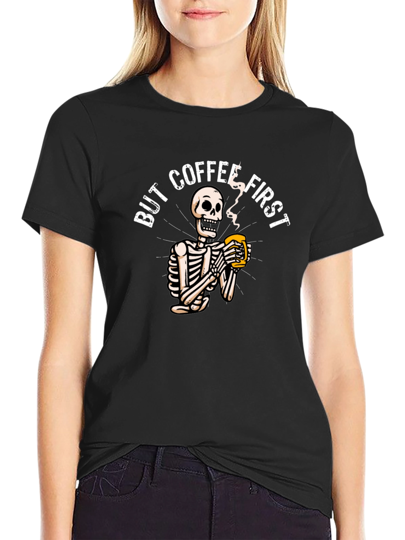 But Coffee First Skeleton Graphic Tee