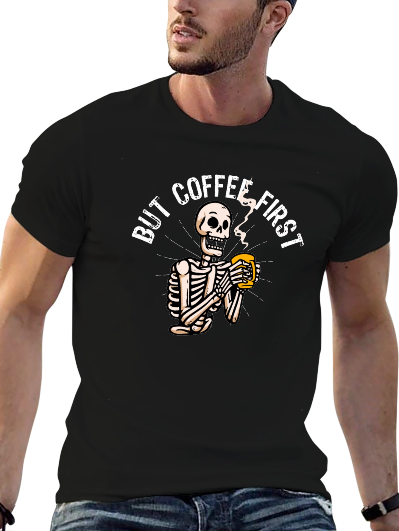But Coffee First Skeleton Graphic Tee
