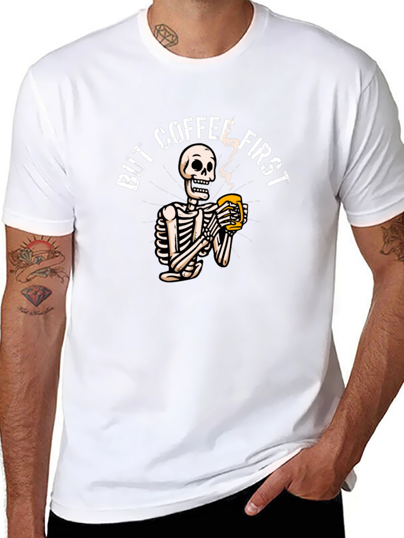 But Coffee First Skeleton Graphic Tee