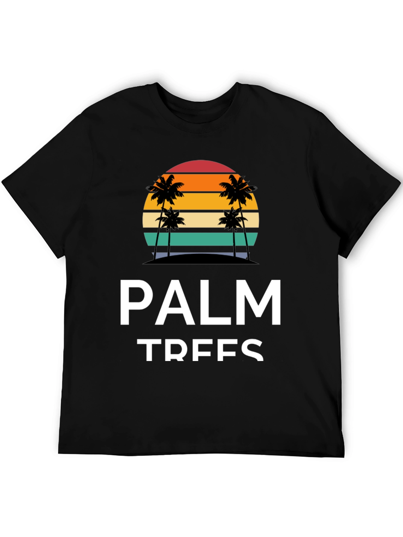 Palm Trees Graphic Tee - Retro Sunset Black T-Shirt