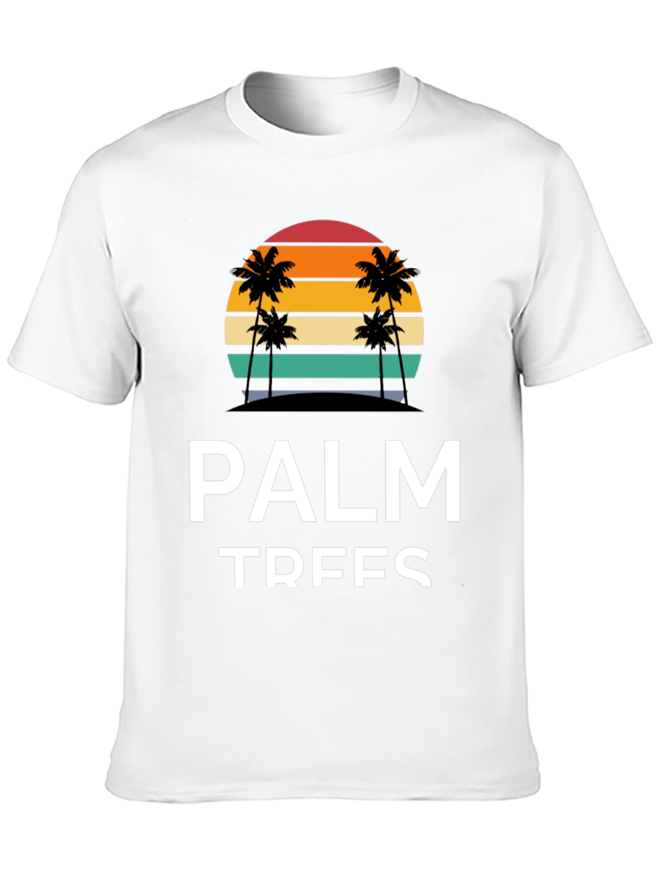 Palm Trees Graphic Tee - Retro Sunset Black T-Shirt