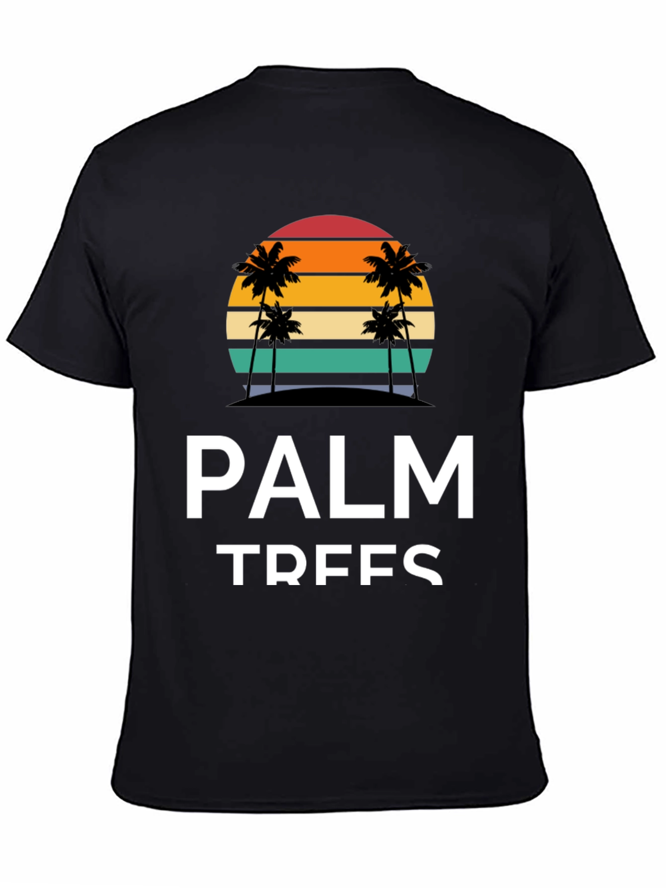 Palm Trees Graphic Tee - Retro Sunset Black T-Shirt