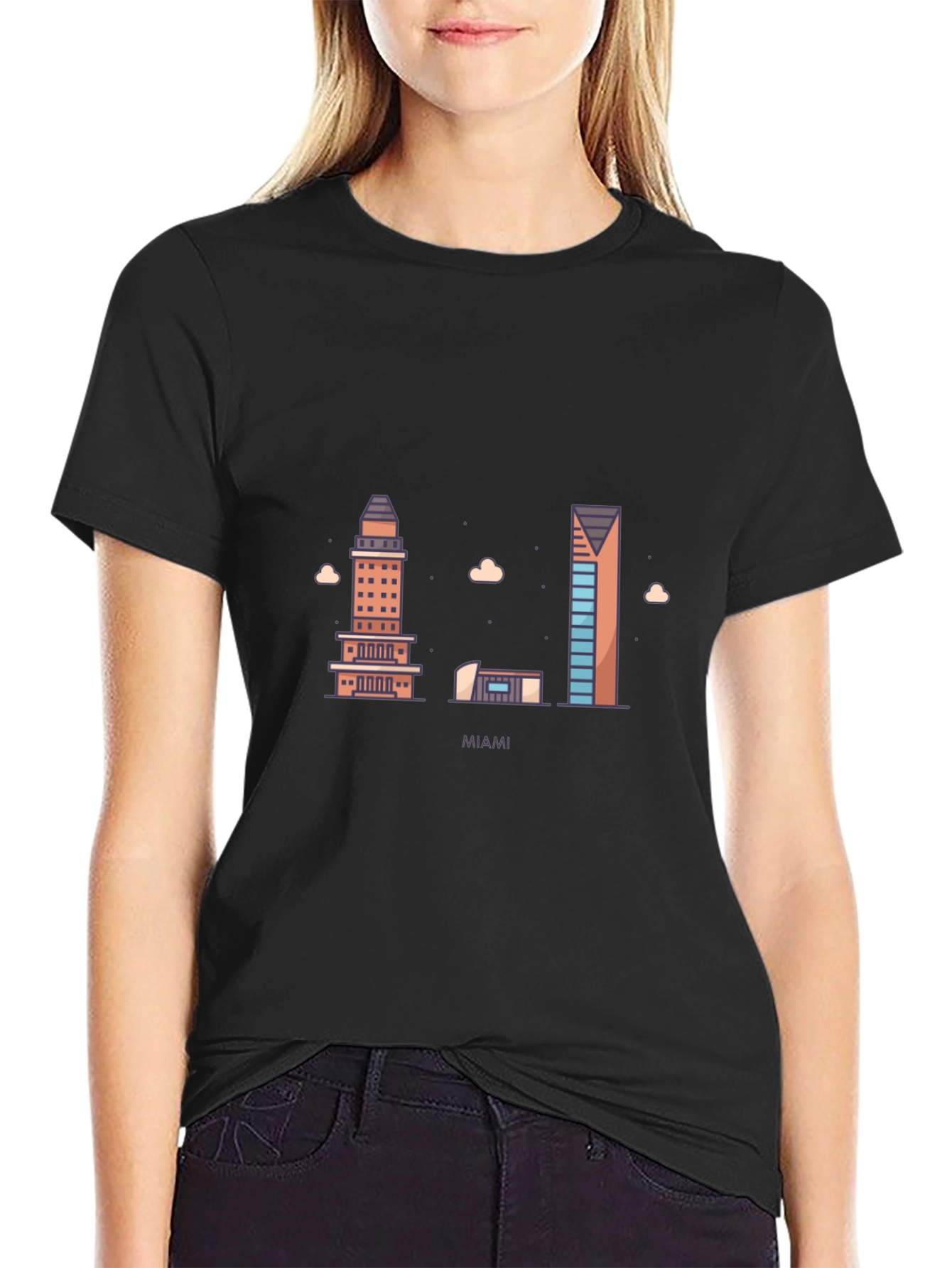 Miami Skyline Graphic T-Shirt - Classic Crew Neck