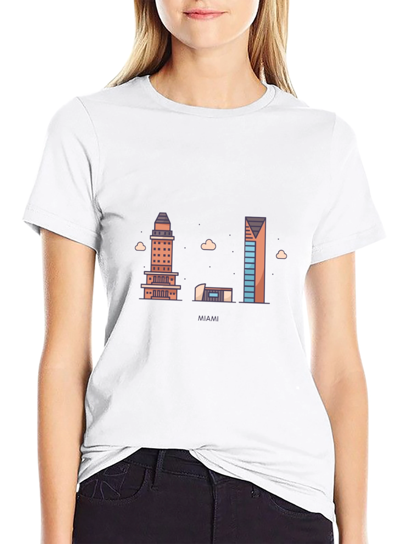 Miami Skyline Graphic T-Shirt - Classic Crew Neck