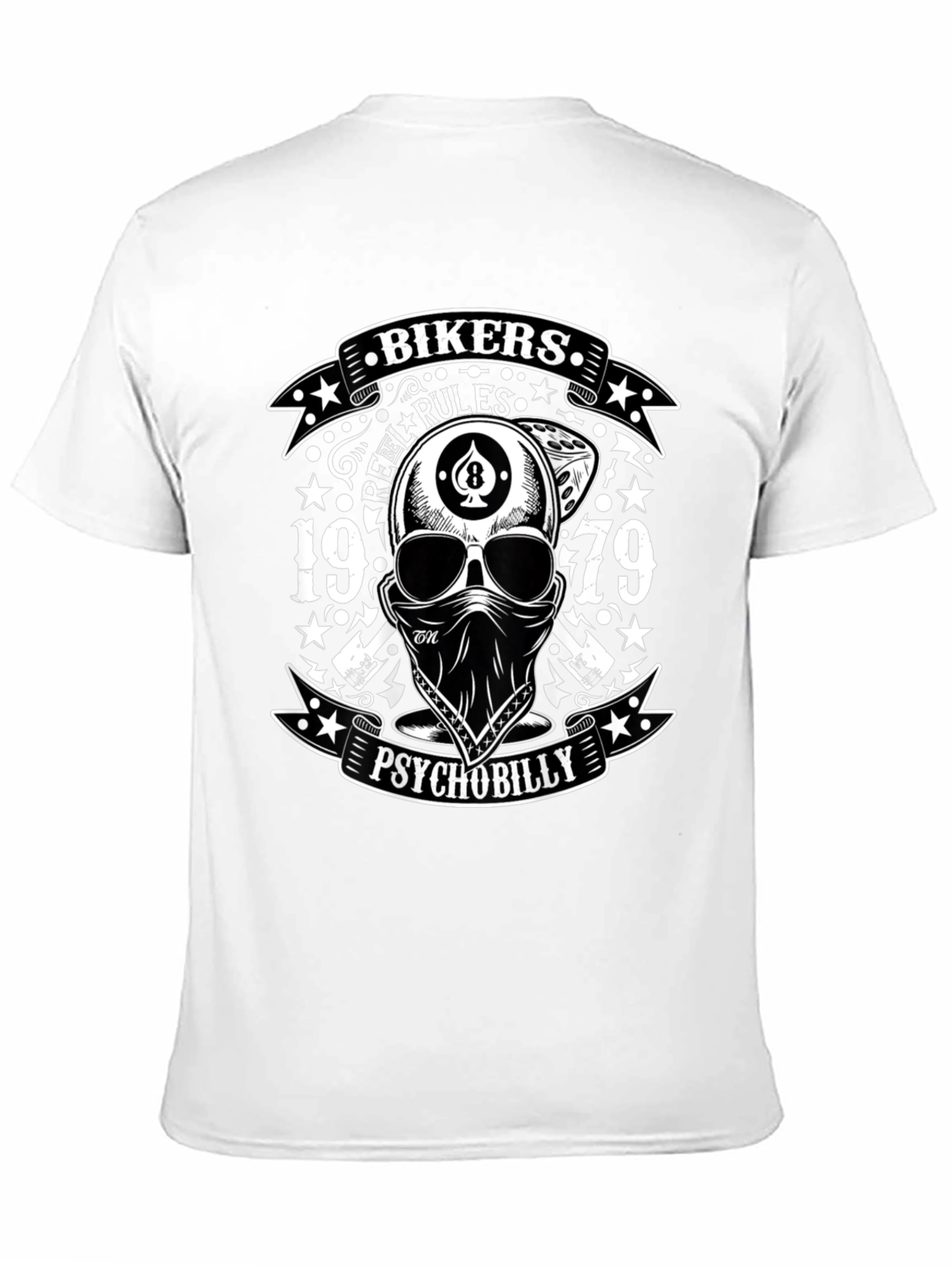 Bikers Rebel Rules Psychobilly Skull T-Shirt