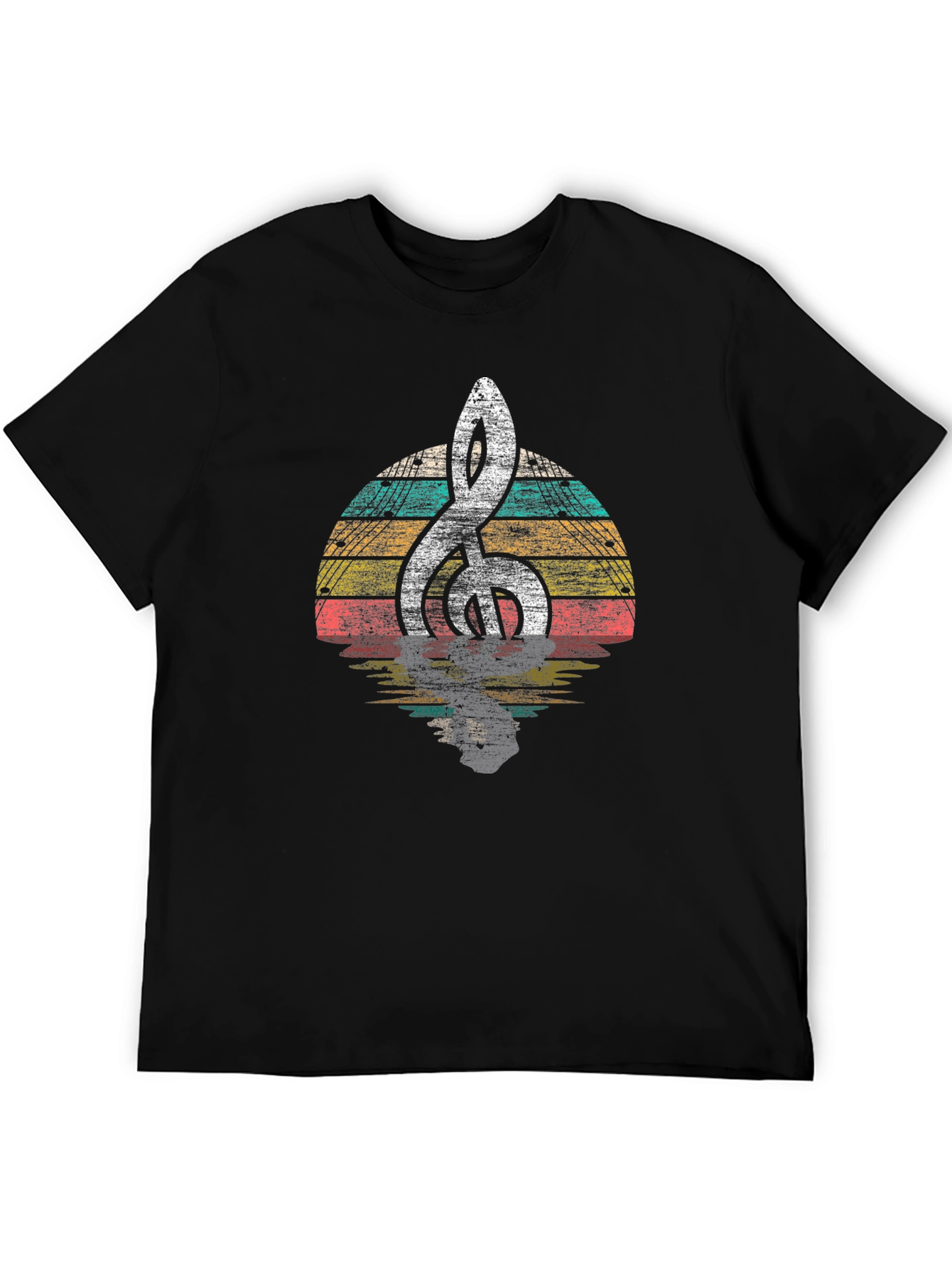 Retro Music Clef Graphic Tee - Black