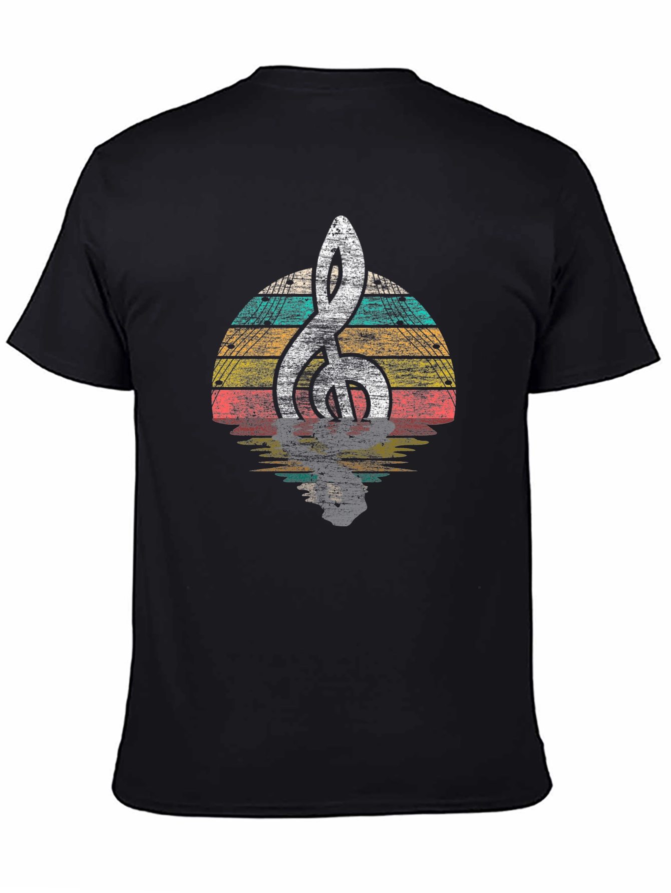 Retro Music Clef Graphic Tee - Black
