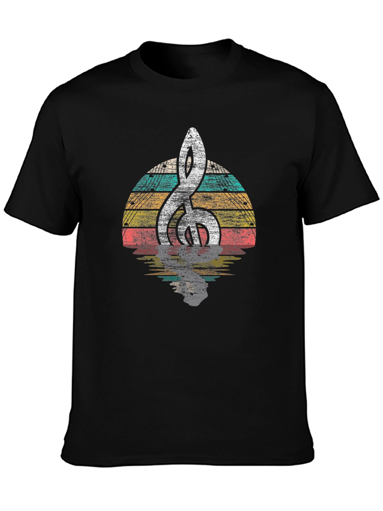 Retro Music Clef Graphic Tee - Black