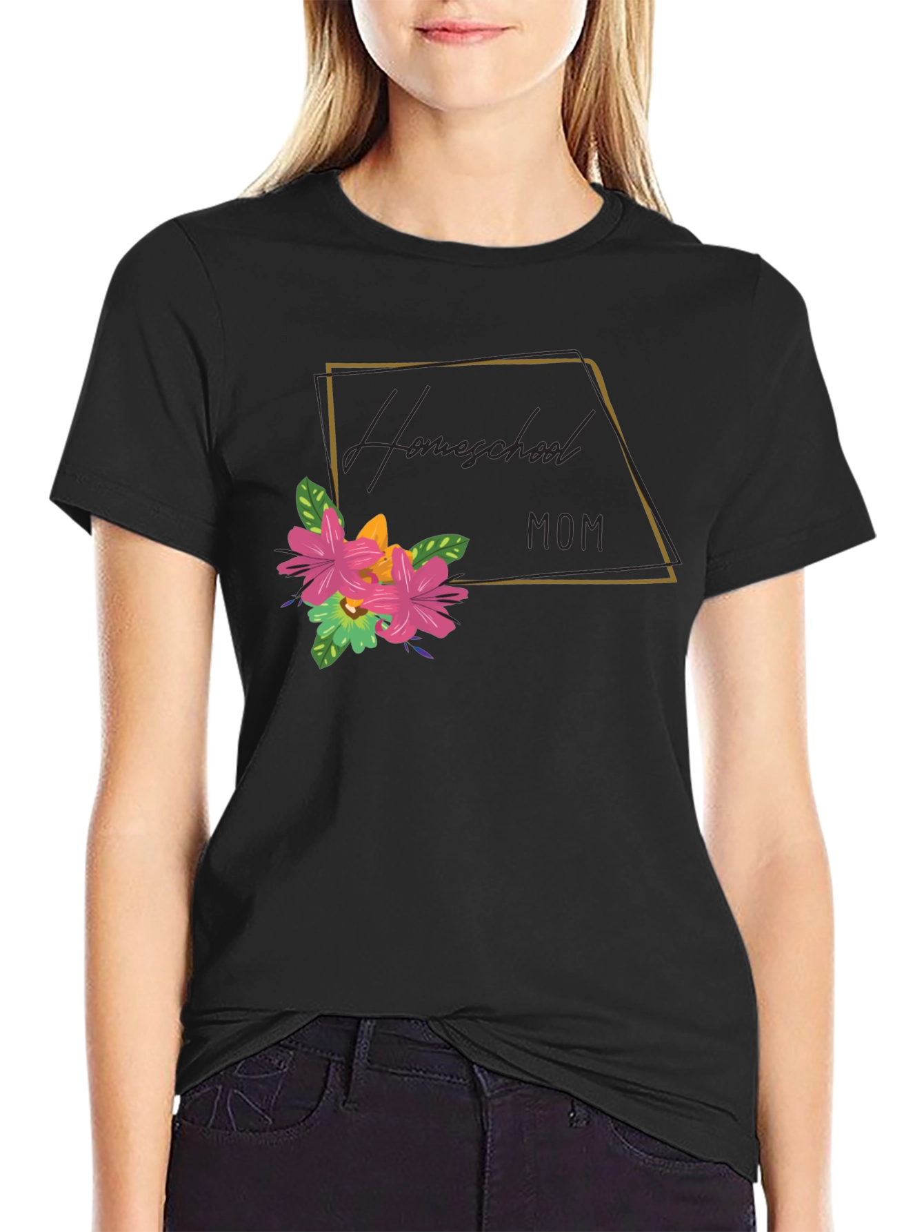 Homeschool Mom Floral Graphic Tee - Soft Cotton
