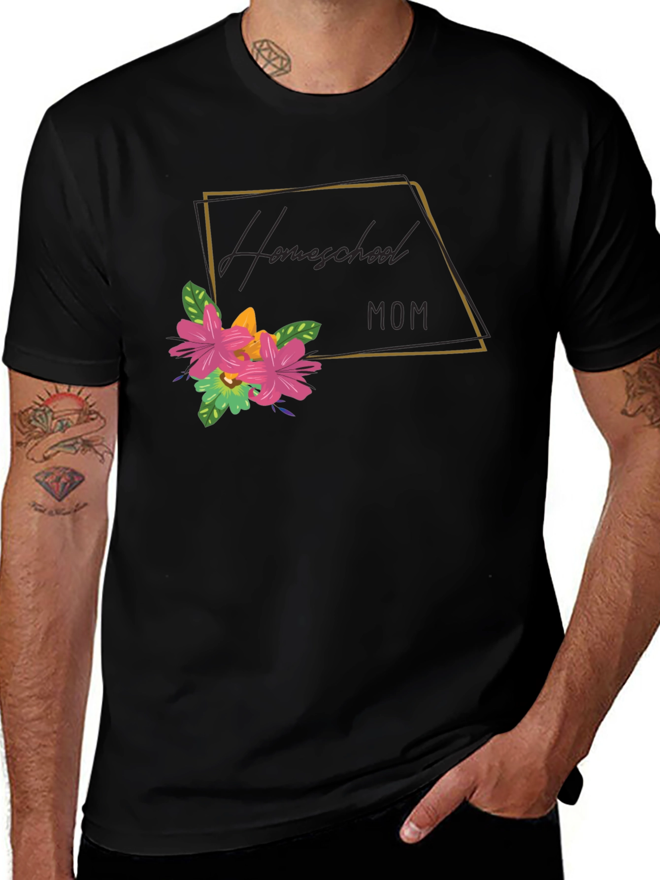 Homeschool Mom Floral Graphic Tee - Soft Cotton