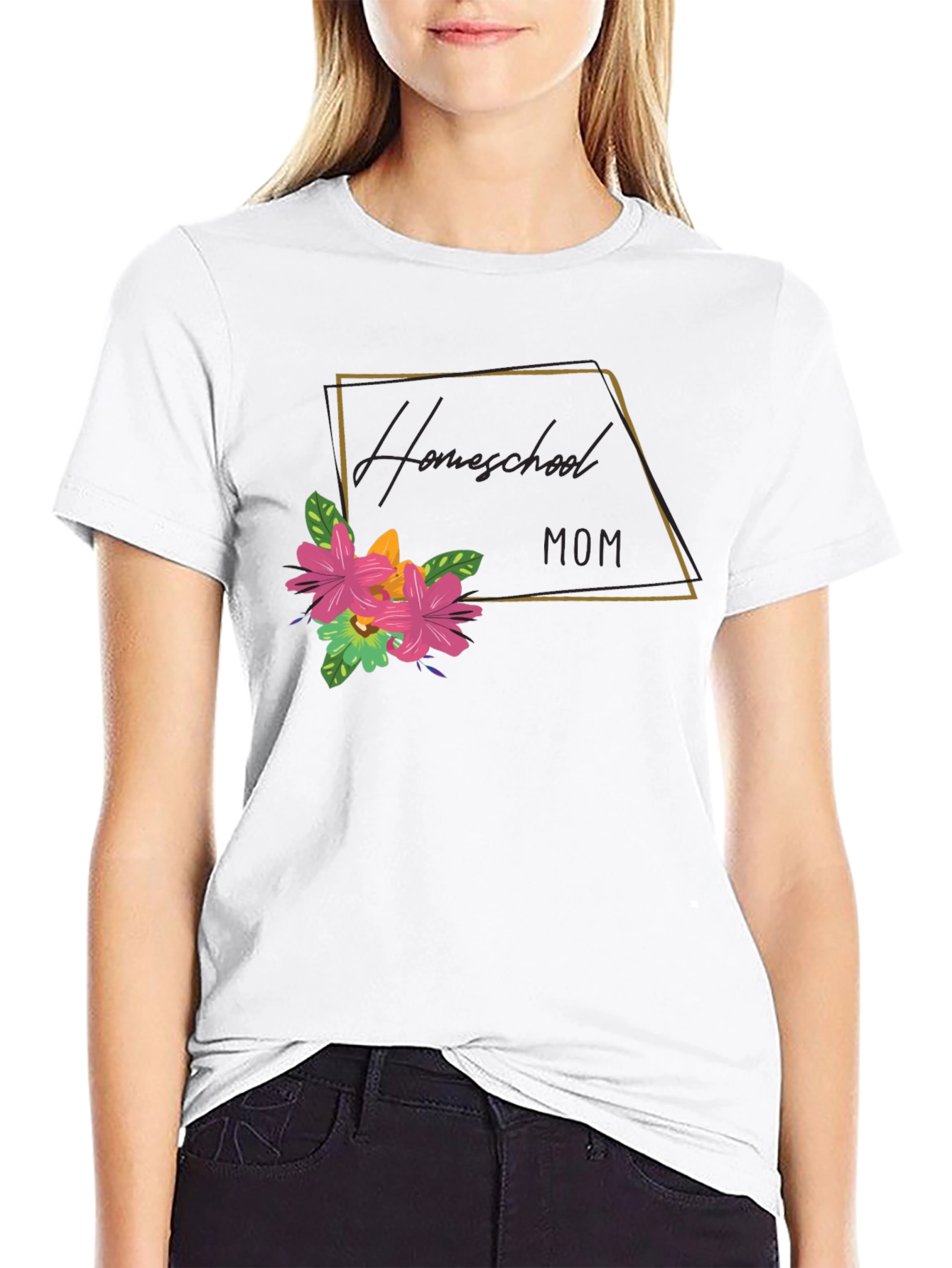 Homeschool Mom Floral Graphic Tee - Soft Cotton