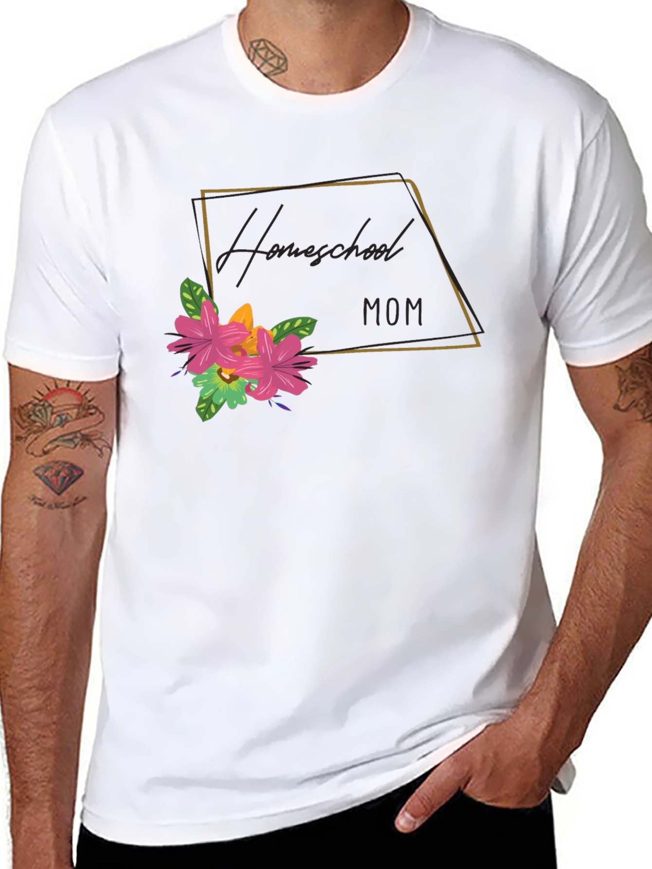 Homeschool Mom Floral Graphic Tee - Soft Cotton