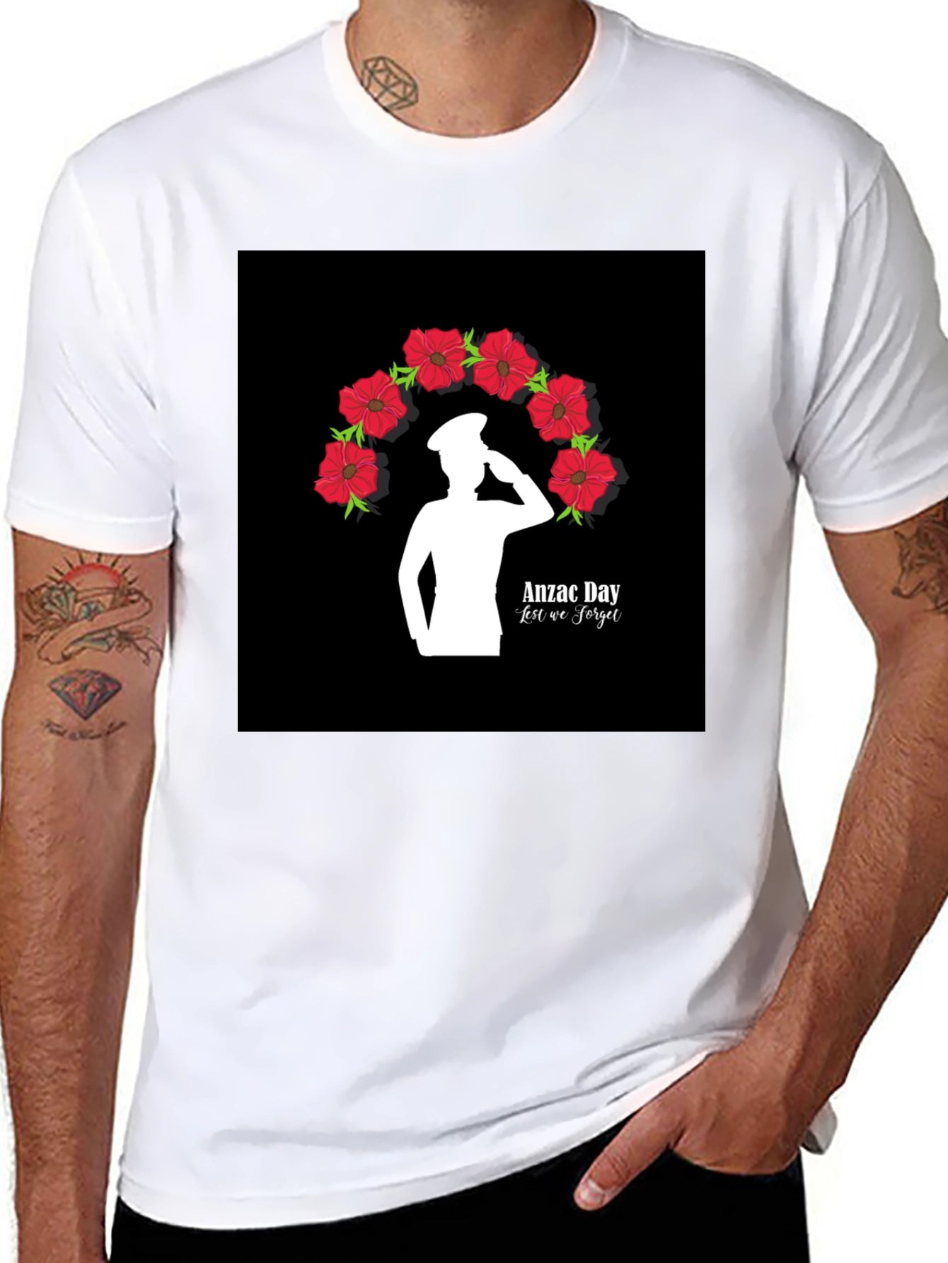 Anzac Day Lest We Forget Black T-Shirt