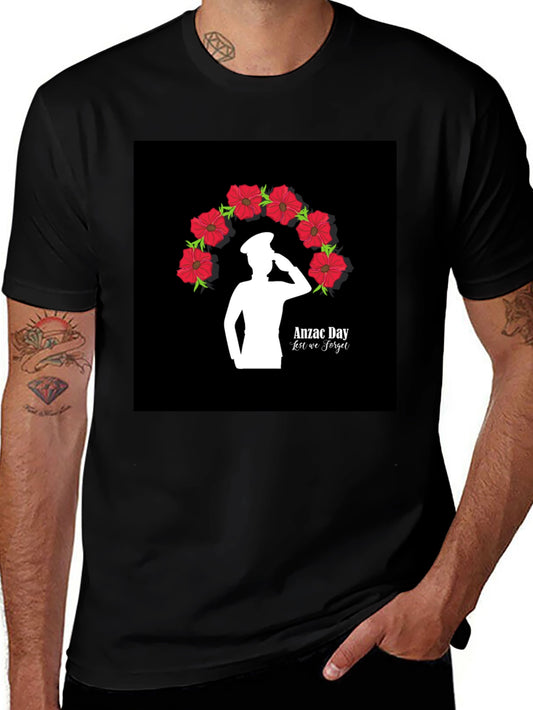 Anzac Day Lest We Forget Black T-Shirt
