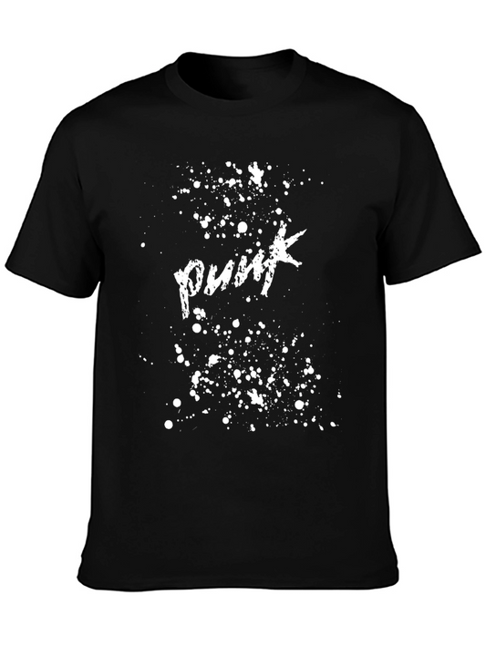 Punk Splatter Graphic Black T-Shirt