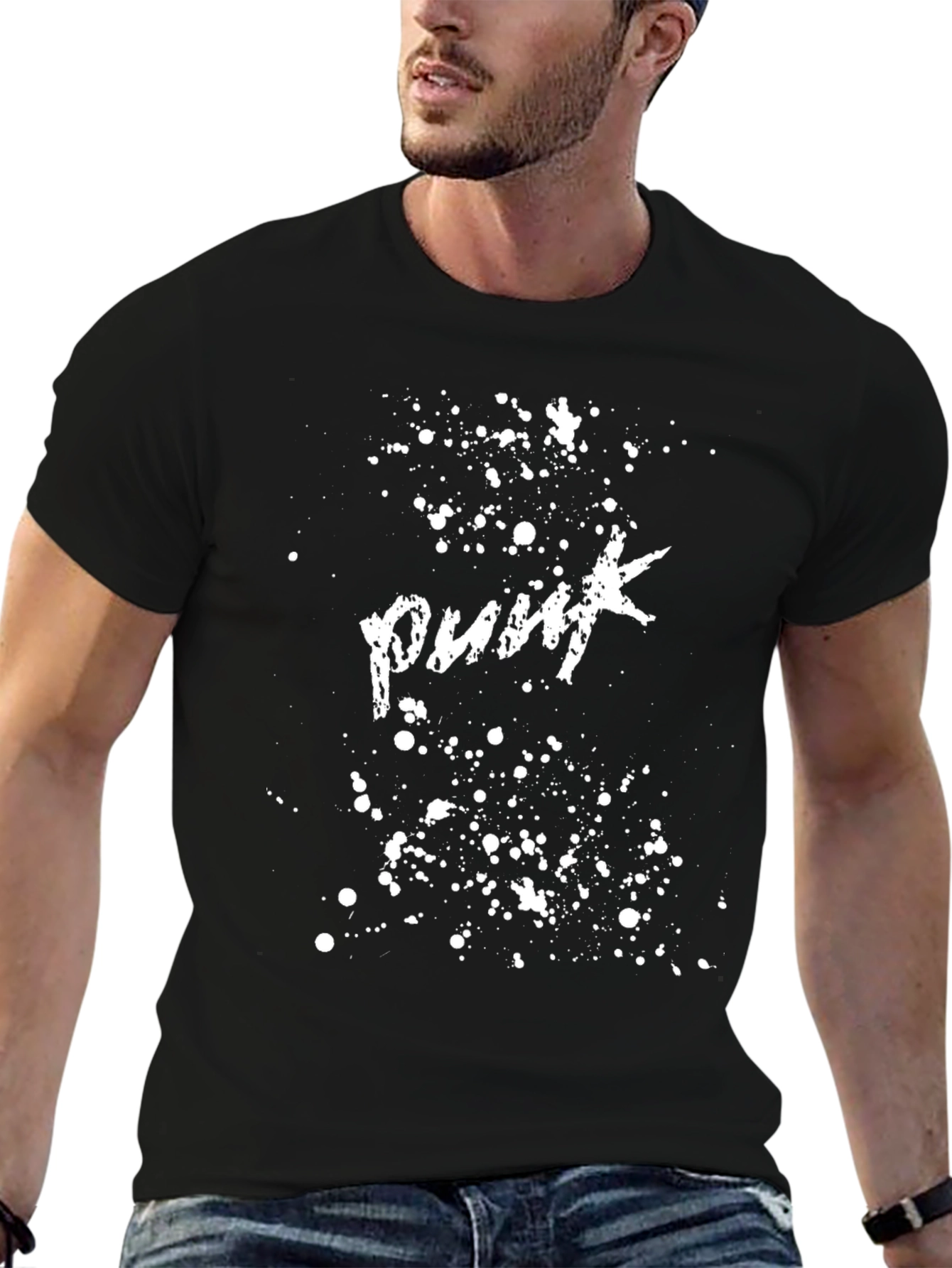 Punk Splatter Graphic Black T-Shirt