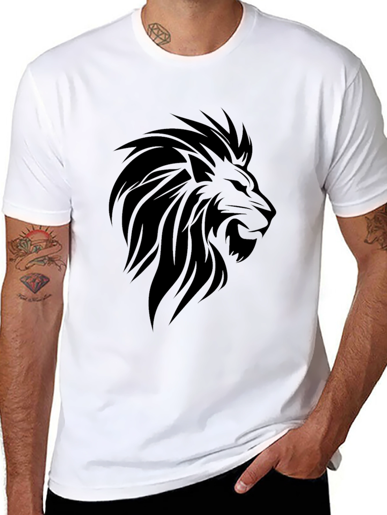 Lion Head Graphic Tee - Mens Black T-Shirt