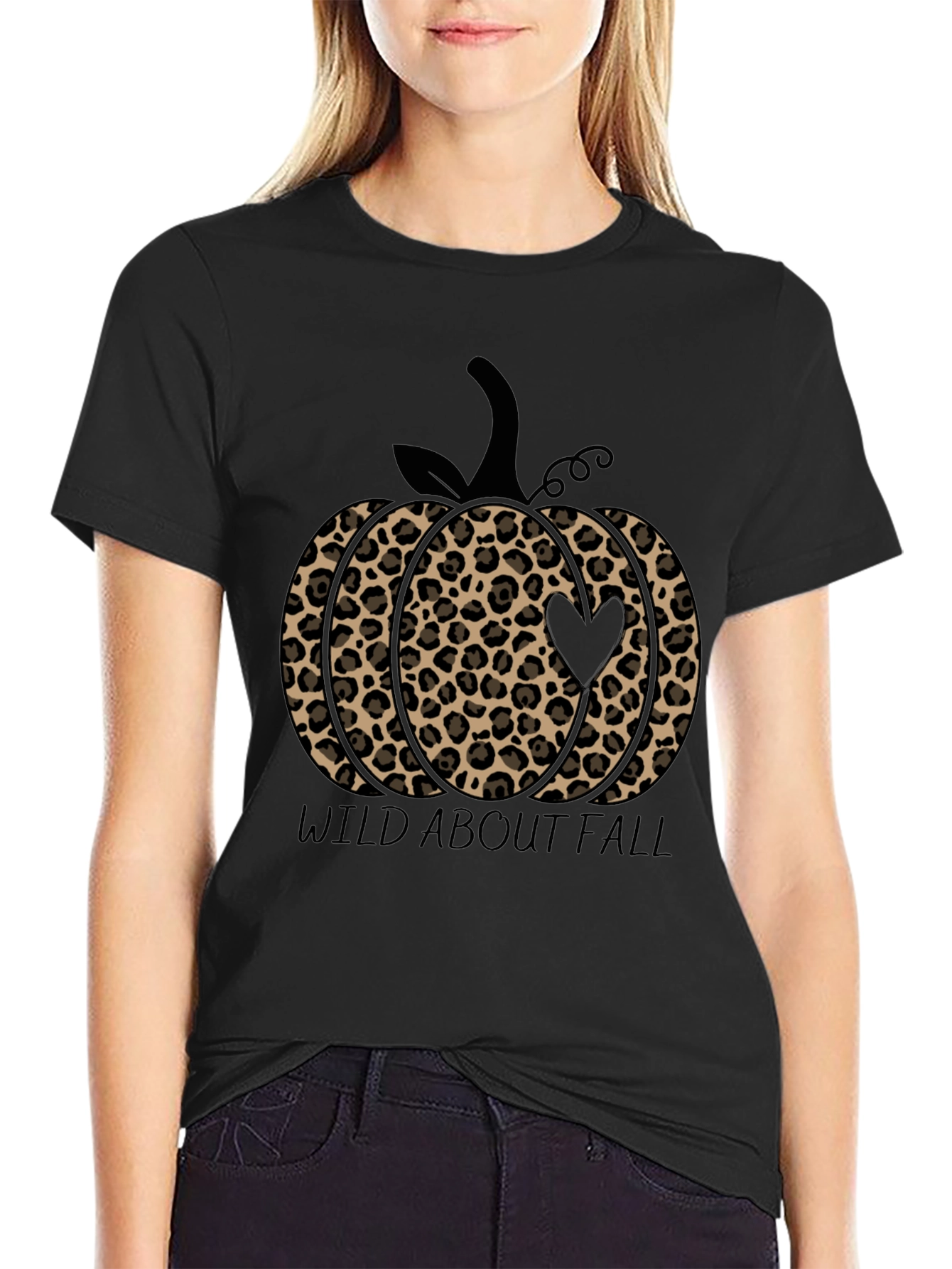 Wild About Fall Leopard Print Pumpkin T-Shirt