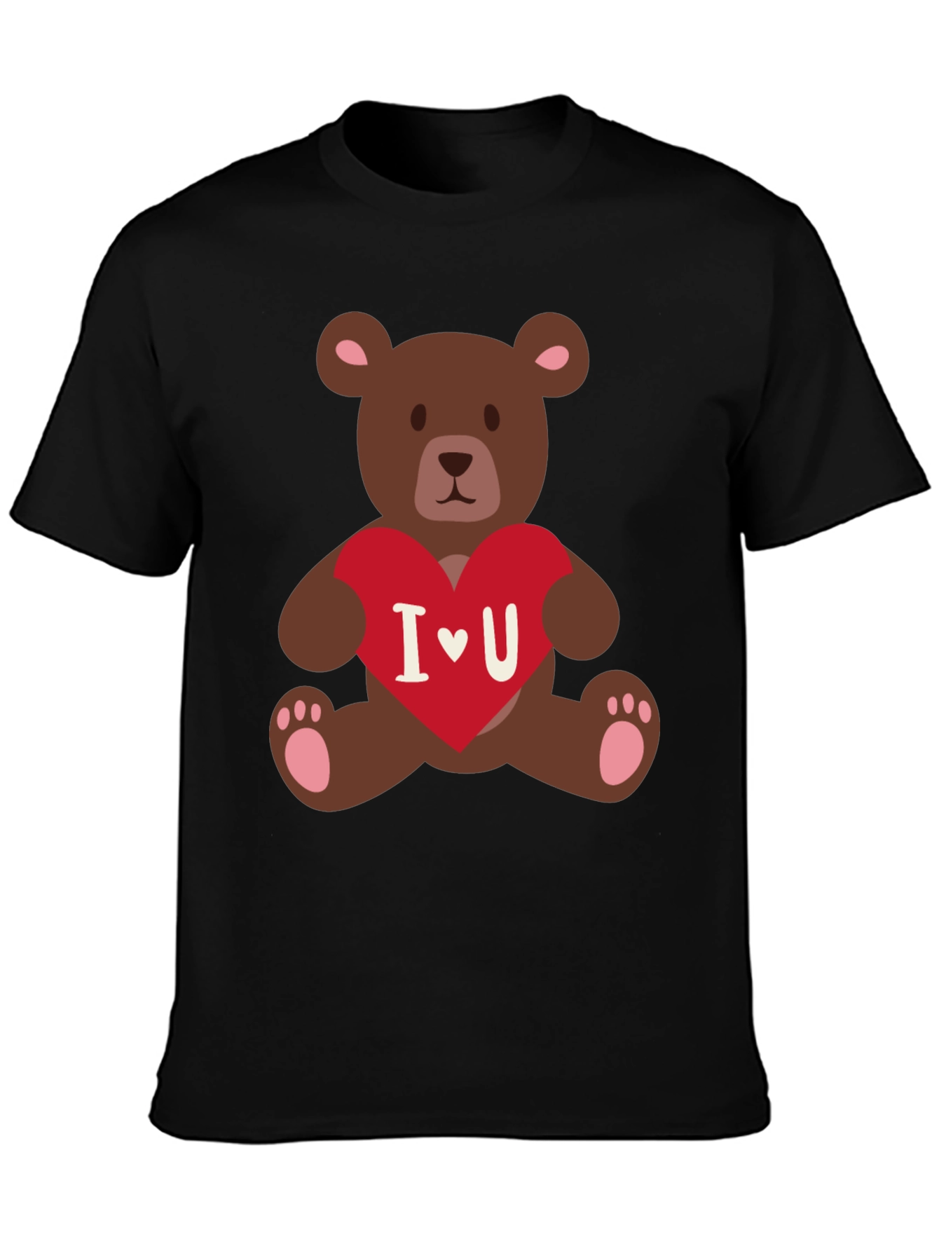 I Heart You Teddy Bear Graphic Tee - Black