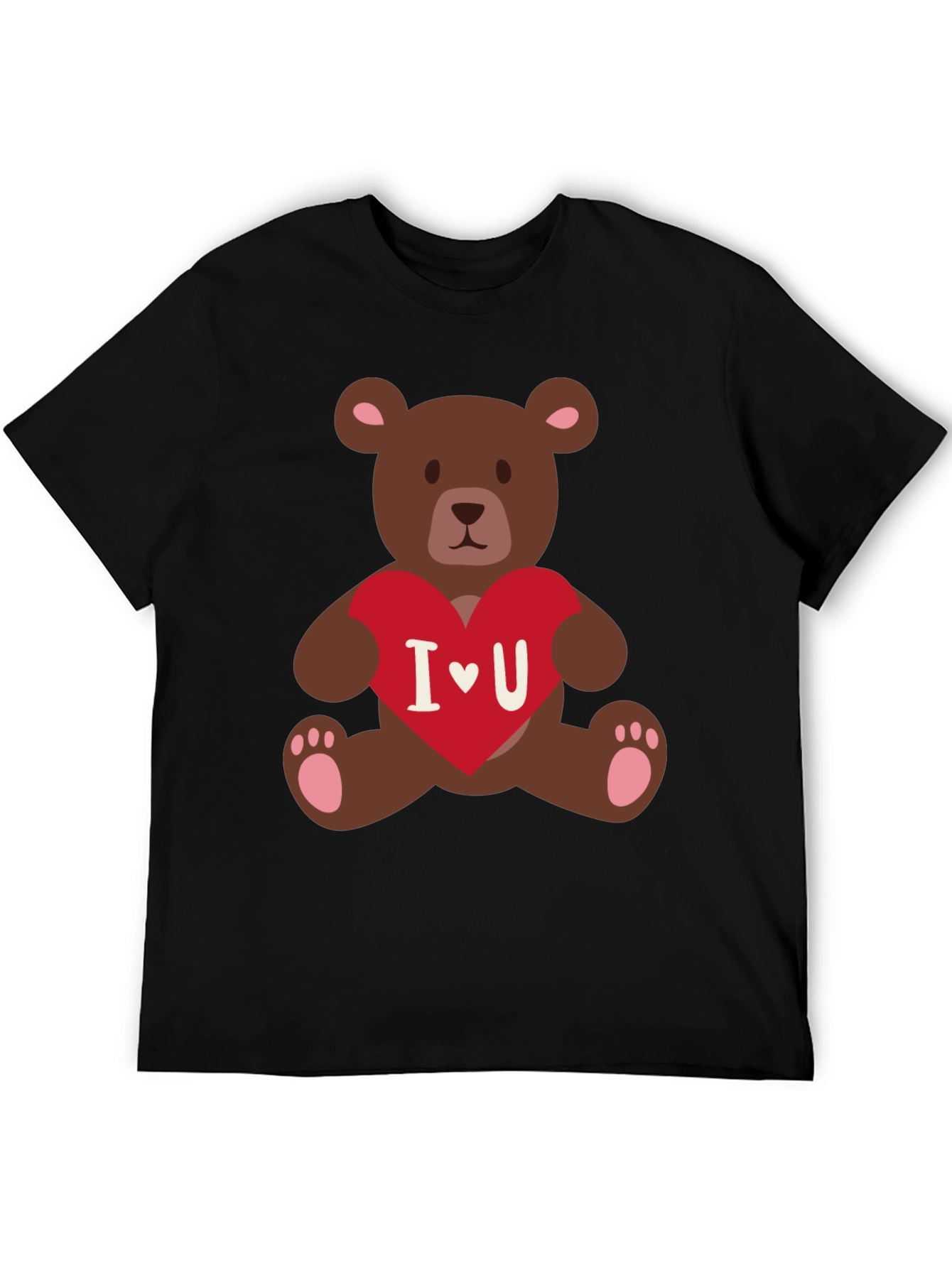I Heart You Teddy Bear Graphic Tee - Black