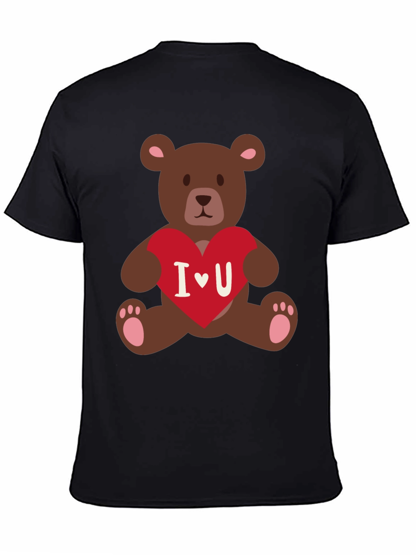 I Heart You Teddy Bear Graphic Tee - Black