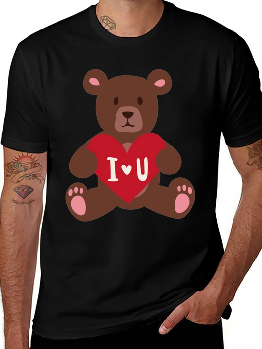I Heart You Teddy Bear Graphic Tee - Black