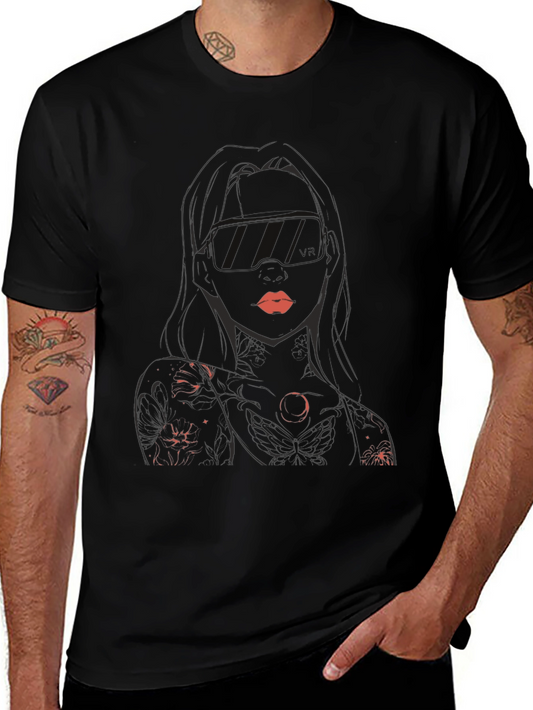 Graphic Tee - Womans Silhouette Red Lips Black Shirt
