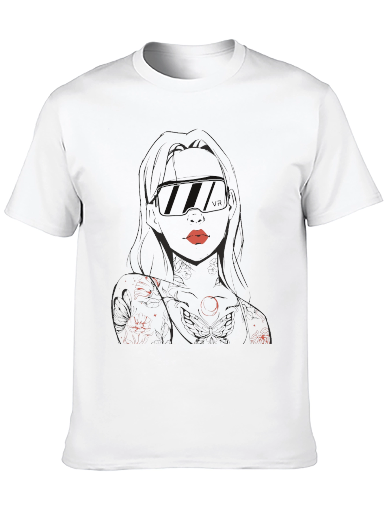 Graphic Tee - Womans Silhouette Red Lips Black Shirt