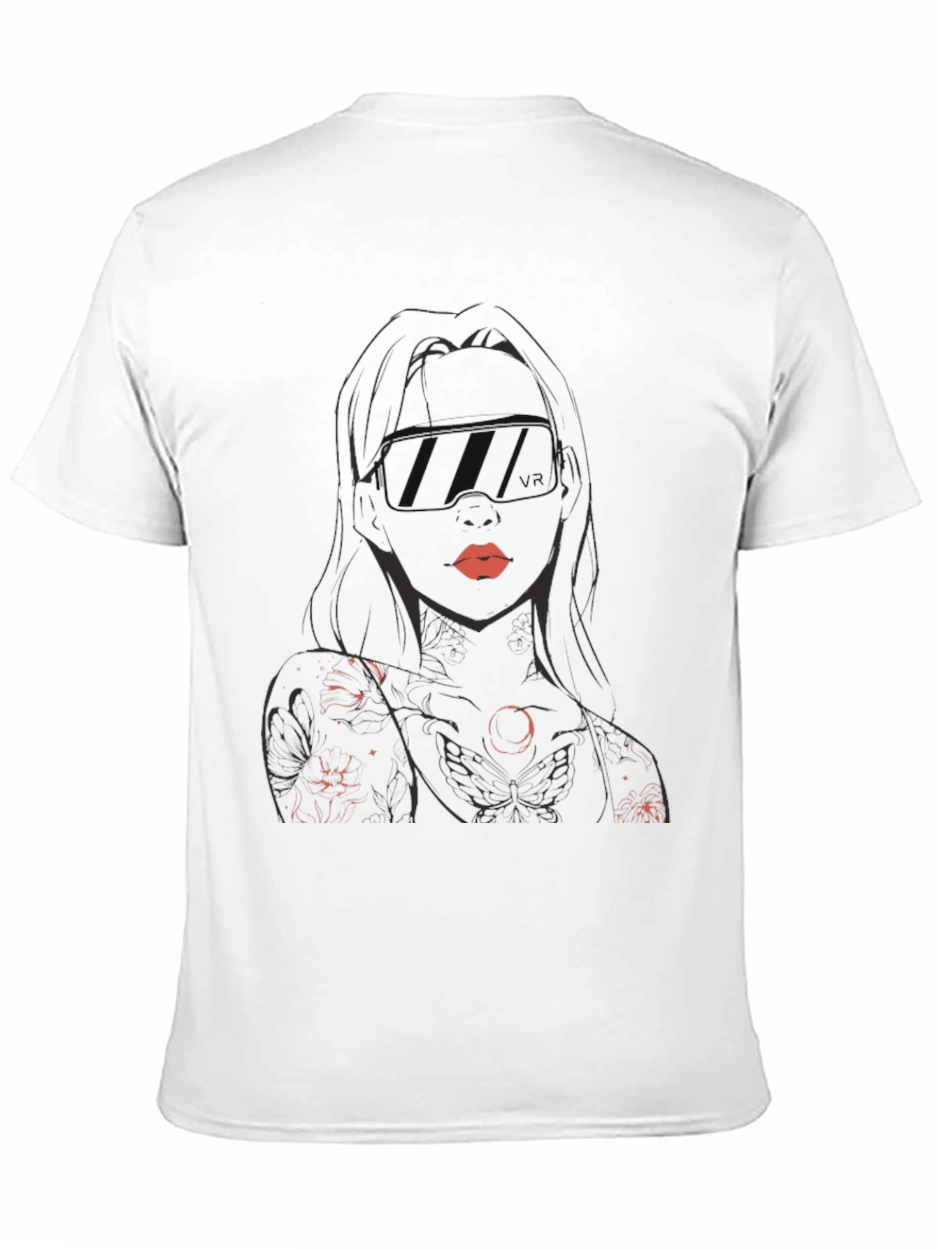 Graphic Tee - Womans Silhouette Red Lips Black Shirt