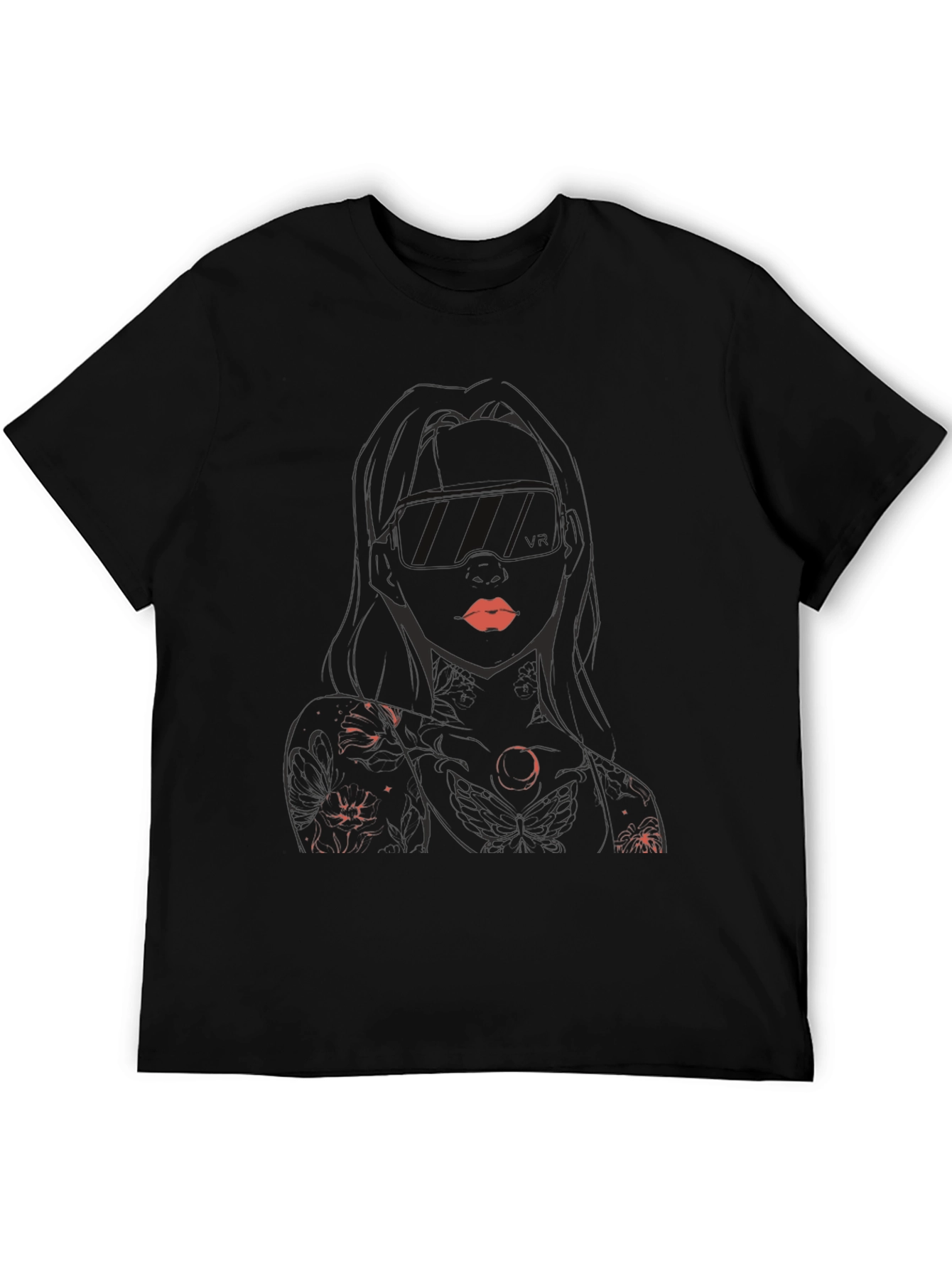 Graphic Tee - Womans Silhouette Red Lips Black Shirt