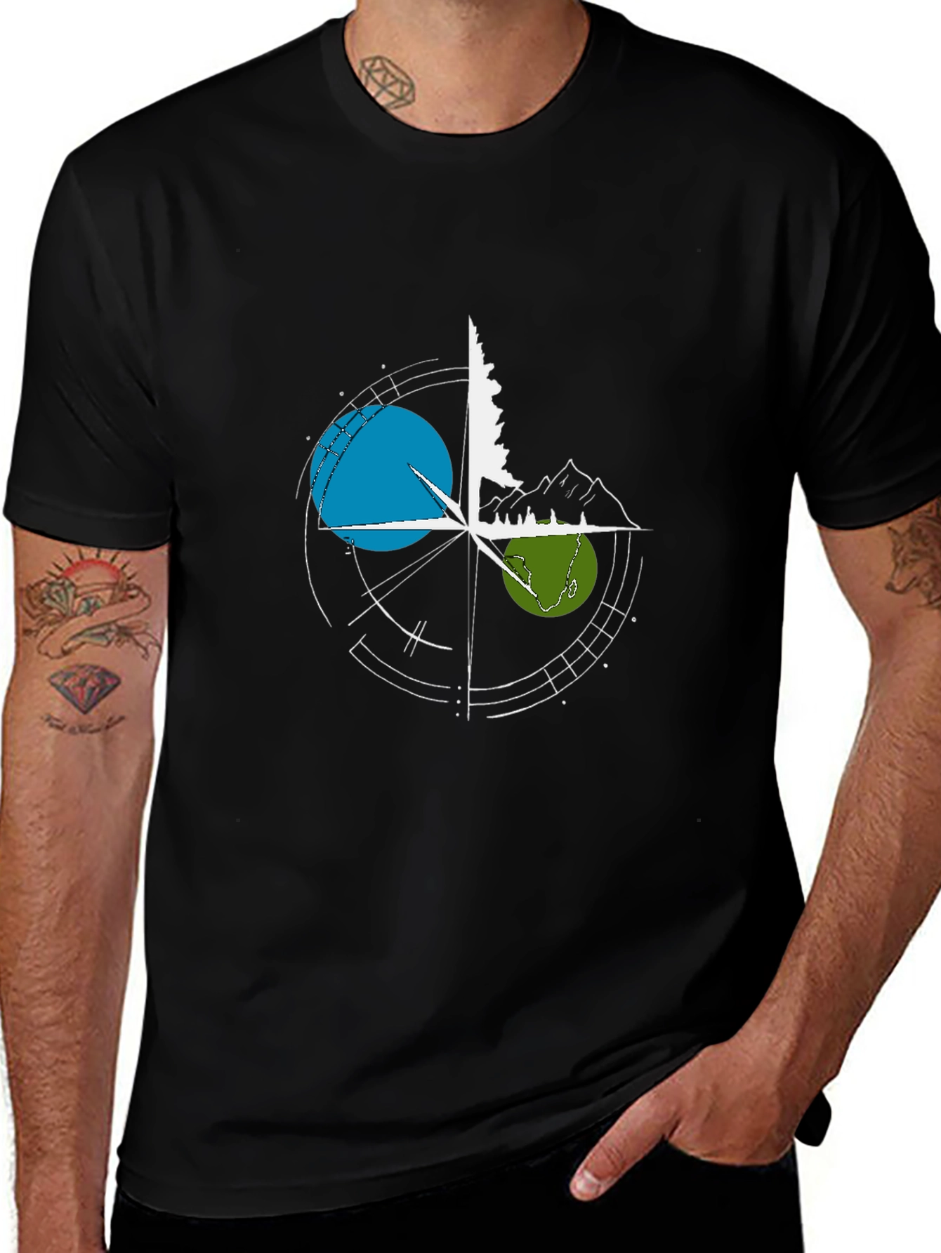 Nature Compass Graphic T-Shirt - Black