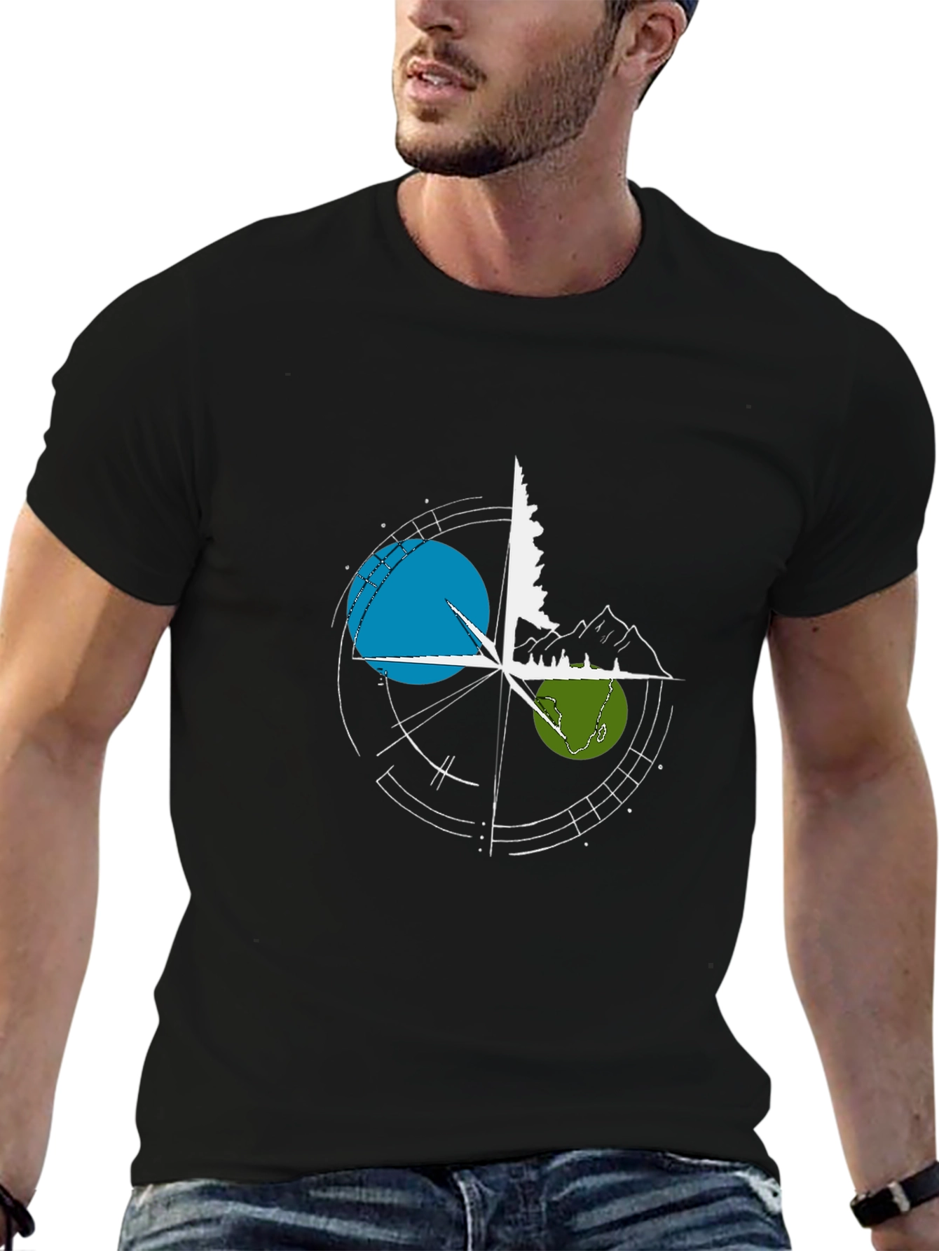 Nature Compass Graphic T-Shirt - Black