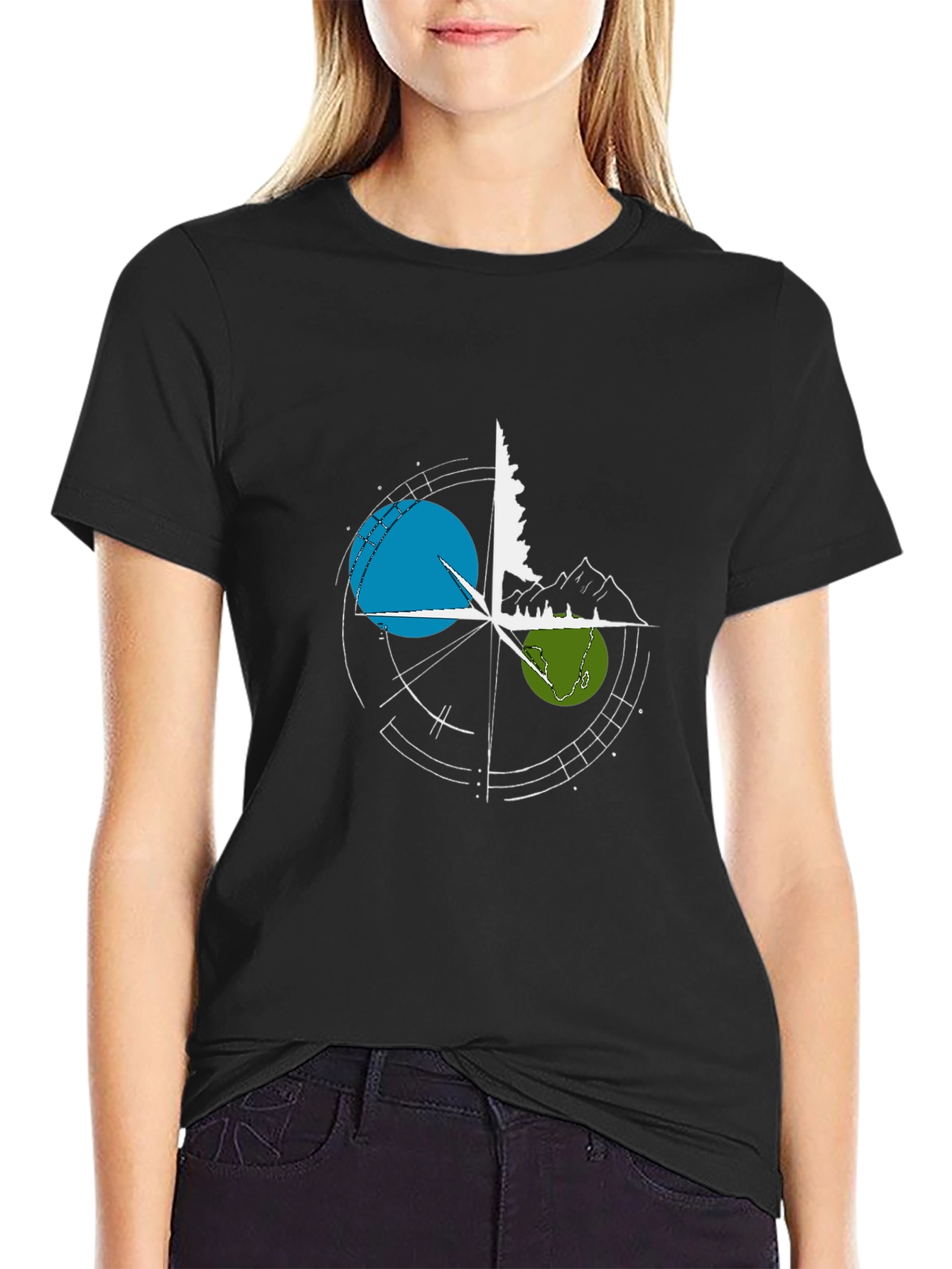 Nature Compass Graphic T-Shirt - Black